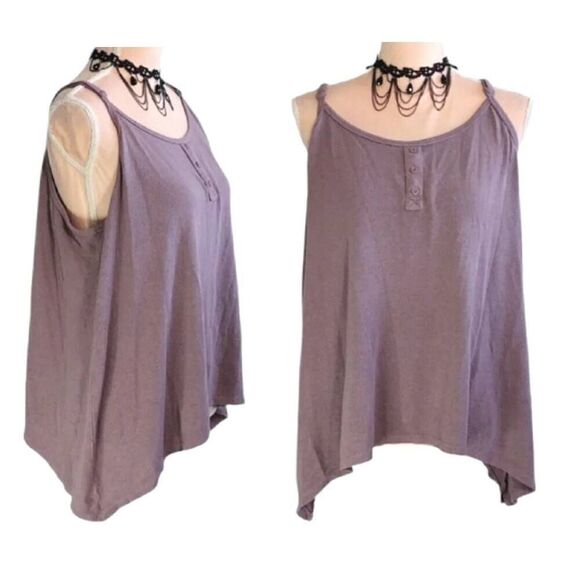 Torrid Lounge VTG Y2K Purple Knit Sharkbite Sleep Tank Top Plussize 2X - Picture 1 of 13